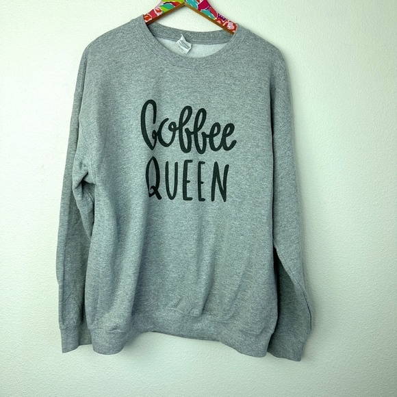 Coffee Queen gray crewneck sweatshirt size L - Picture 1 of 2